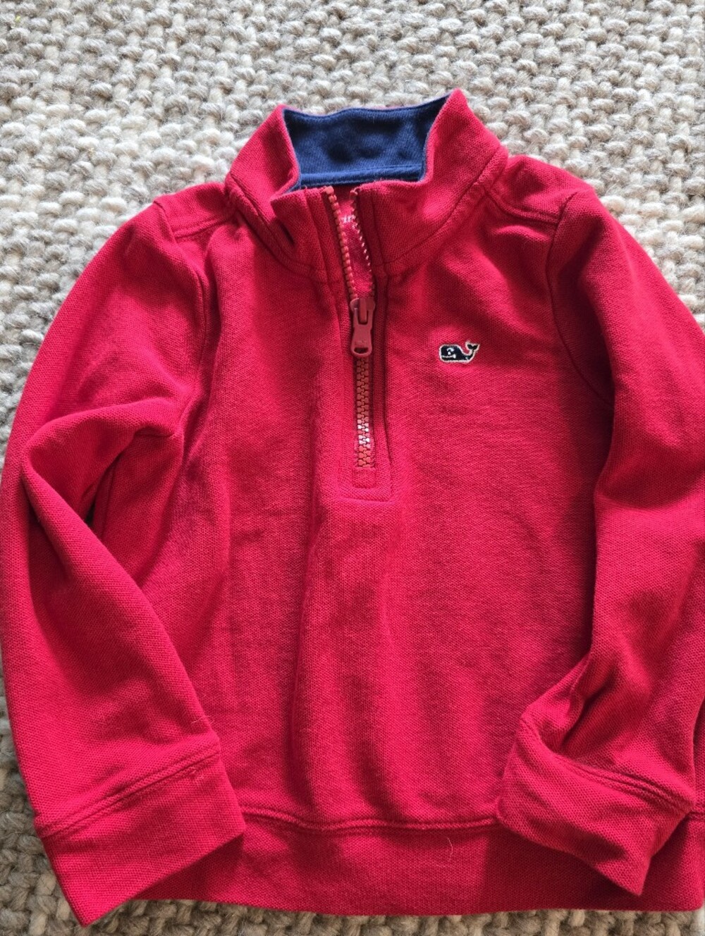 EUC Vineyard Vines Red Quarter-Zip Sweatshirt with Small Whale Logo